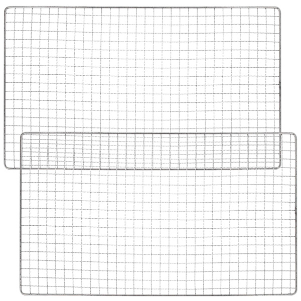 2 stk Rustfritt Stål Grillnett Utendørs BBQ Nett Campingutstyr BBQ Bruk Nett Sølv 44X26CM Silver 44X26CM