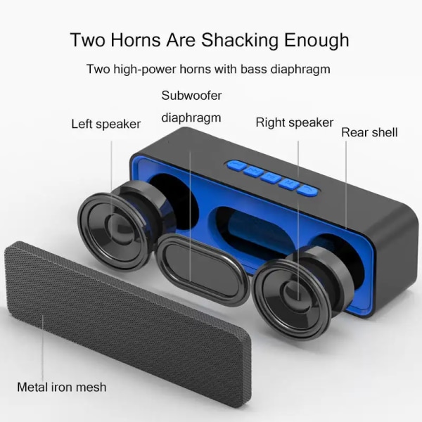 Bluetooth Højttaler, Bluetooth Trådløs Bærbar Højttaler med Stereo Lyd, Party Højttalere med Stemningslys, 18 Timers Spilletid, Wa