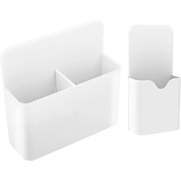 2 kpl Magneettiset Kynätelineet, Magneettinen Säilytyslaatikko, Magneettiset Merkkitelineet, 2 Kokoa, Valkotauluille / Jääkaapille / Koululokeroille / Toimistoon (valkoinen)