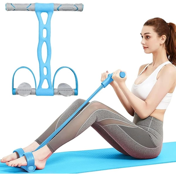 (Blå) Elastiskt Yogapedal-Dragband, Naturligt Latex Spänningsrep Fitnessutrustning, för Buk/Midja/Arm/Bensträckning