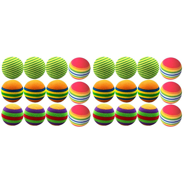 36 st Stripe-mönstrade bollar Eva-boll Färgglada bollar Katt Husdjur Lekbollar Träningsboll (4 stilar)2 24 pcs 3.5X3.5CM