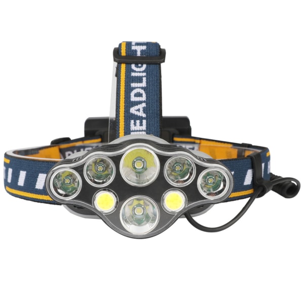 Pannlampa, 8 LED 18 000 Lumen USB uppladdningsbar LED-huvudlampa, kraftfulla vattentäta huvudfacklor för camping, klättring, jakt, fiske
