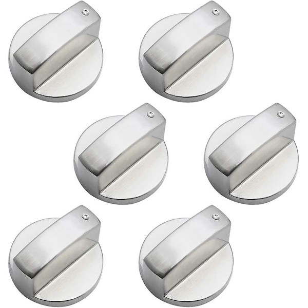 6 stk. Universelle Metallkontrollknapper Gasskomfyrknapper 6mm Universelle Kontrollknapper Komfyrknapper Kompatibel med Gasskomfyr Kokeplate Ovn