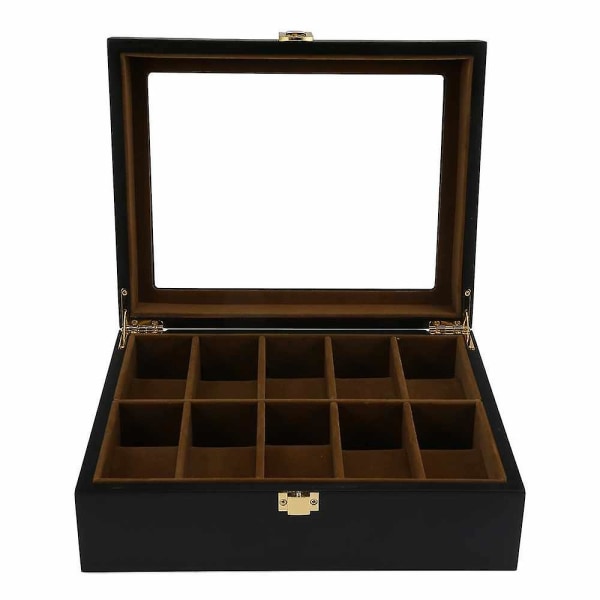 10 Rudes Træ Urboks Smykke Display Opbevaring Organizer