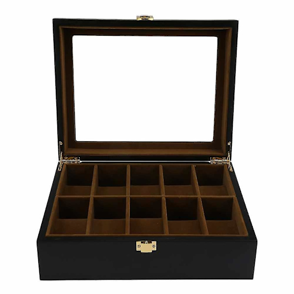 10 Ruts Trä Klocka Box Smycken Display Förvaring Organizer
