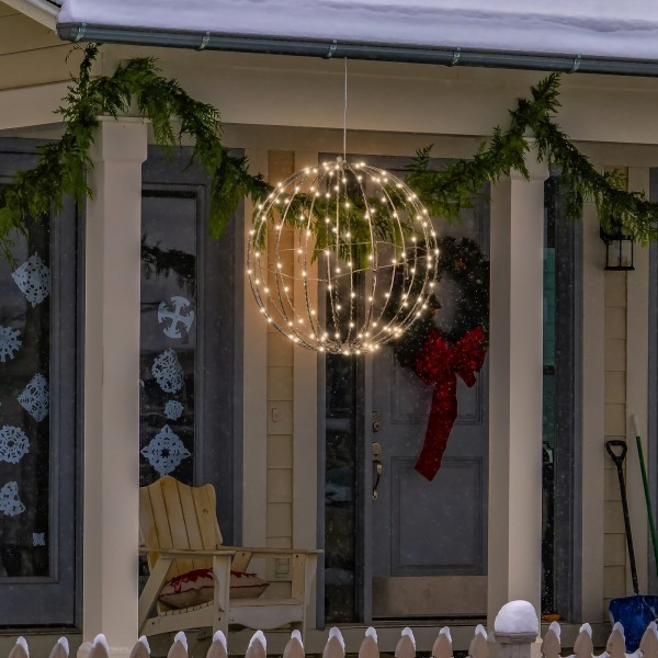 25*25 cm jule-led-kuglelys-kugle, vandtætte oplyste feriebolde til udendørs indendørs fest Yard Trædekorationer