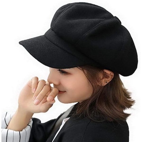 /Ryi/ Dam Newsboy Hatt Cabbie Keps Skärm Beret Toppig Vinter