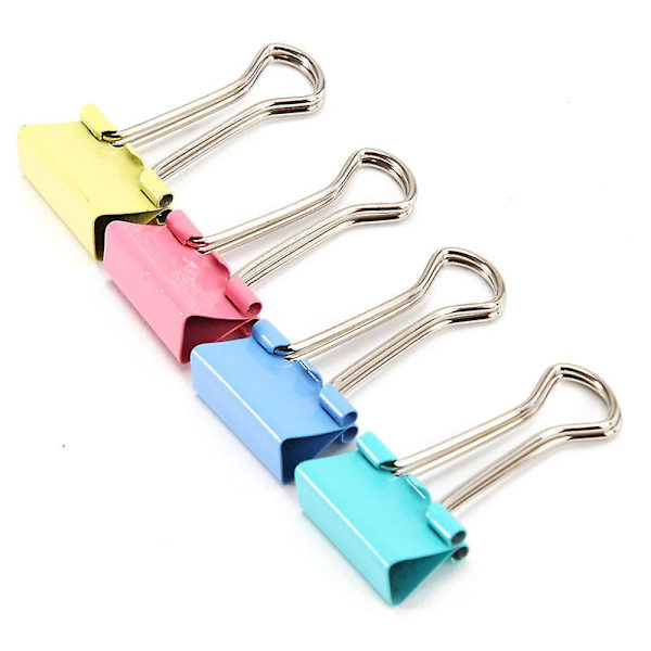40 stk. 19 mm Farvede Binder Clips Hjemmekontor Skolelærer (1 sæt, Flerfarvet)