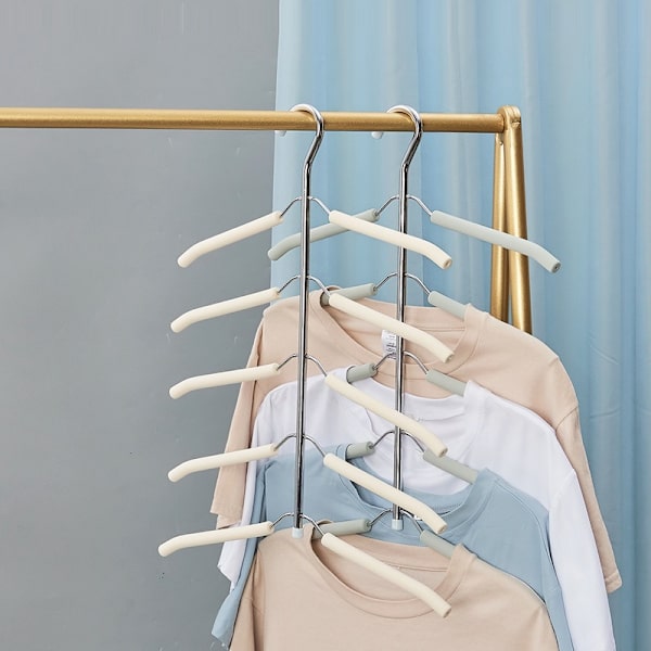 Beige Tøj Hængere, 5 i 1 Multifunktionel Magisk Metal Hængere Anti-Slip Hængere med Multi-Purpose EVA Multi-Lag Sponge til Jeans