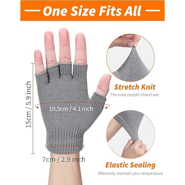 Pairs Vinter Fingerløse Handsker, Unisex Varme Termiske Halvfingre_RY