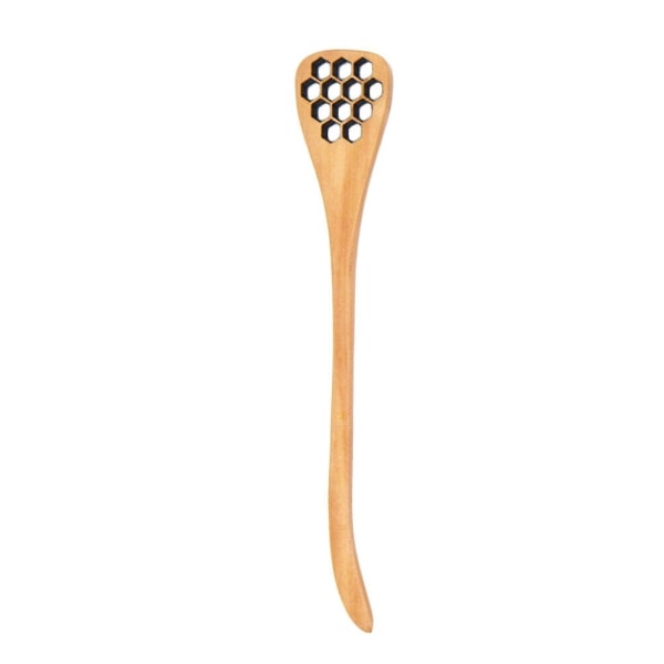 5 stk Tre Hule Carving Honning Rør Skedder Japansk Stil Honningkake Design Egg Separator Blanding Dippers (brun)
