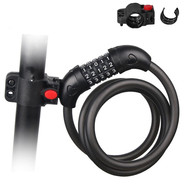 5 Digit Cycling Heavy Duty Cable Combination Password Bike Cable Lock Cable Coded Lock 120cm (black)