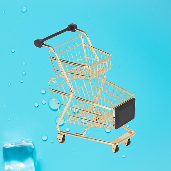 Vagnvagn Barn Mini Shopping Cart Lekvagn Rollspel Vagn Barnvagn Leksak Guld Golden