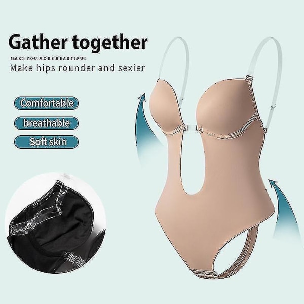Syvä V-aukkoinen muotoileva body naisille, läpinäkyvät olkaimet, topatut push-up korsetti alusvaatteet, näkymättömät rintaliivit, LingerieS S