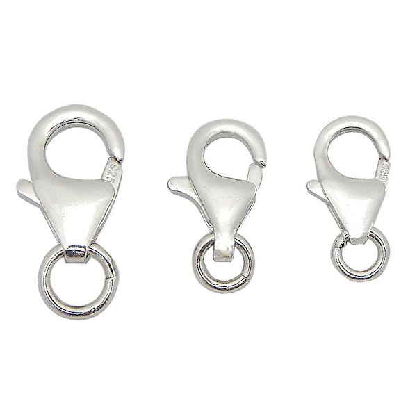 Lås Smykkefinding i 925 nikkelfri sterlingsølv, hummerlås, 9 mm, allergivenlig, fremstilling af halskæder og armbånd (10 stk., hvid)