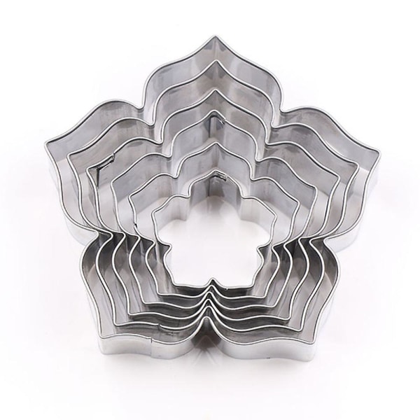 5 stk. Rustfrit Stål Lily Blomst Plade Skæring Form Kage Form Fondant Cookie Tool Pude