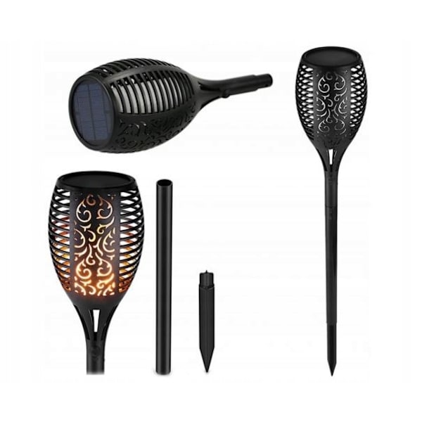 Solcellslampa med Flammeffekt för Utomhus, Trädgård, Patio, Landskap, LED-Markplugg, Gräsmatta, Dekoration, Induktionsfackla, 4-pack