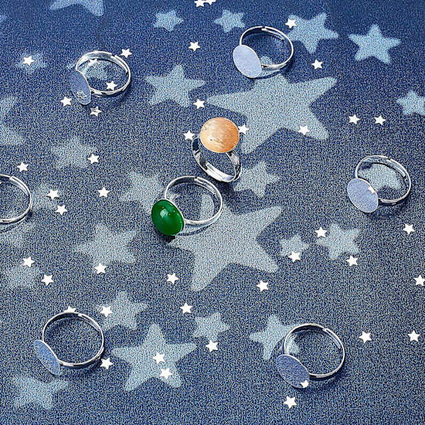 Mässing Pad Ringbaser för Ringtillverkning eller Cabochons Fingerringbaser Komponenter Fynd, Justerbara, (20 st)