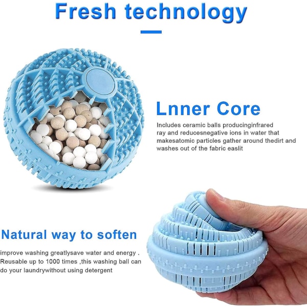 Tvättbollar, återanvändbar miljövänlig tvättboll, naturlig klädklot, antibakteriell och hållbar, miljövänlig tvättboll Fo