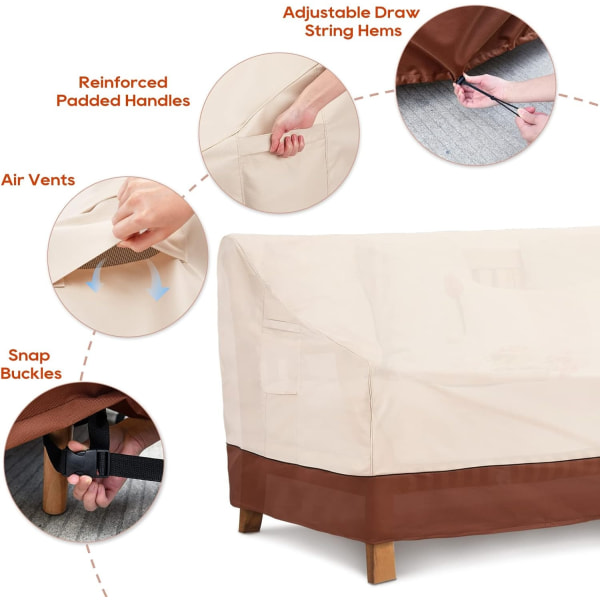 Vattentäta Utomhusmöbelöverdrag för Soffa, Patiobänköverdrag för Utomhus, Tunga, Passar upp till 79B x 38D x 29H tum