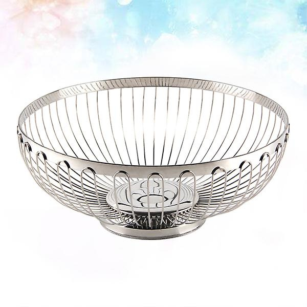 Køkken Multifunktionel Frugtkurv Rustfrit Stål Frisk Grøntsags Opbevaringsbeholder Hul-ud Vaskbakke Holder - Størrelse 4Sølv26cm Silver 26cm