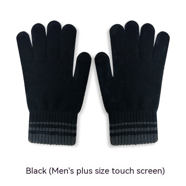 Vinterhandsker Touch screen Dual-Layer Elastisk Termisk strik Foring Varme handsker til koldt vejr Black large size touch screen Male/Young Student