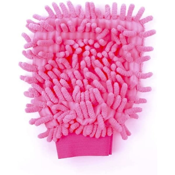 1 stk Mikrofiber Rengjøringshansker Bilvaskhansker For Polering, Vask, Voksing Og Støvfjernings. Rengjøringstilbehør (rosa)