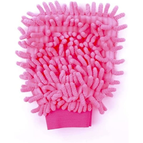 1st mikrofiberrengöringshandskar Biltvätthandskar för polering, tvätt, vaxning och damning. Rengöringstillbehör (rosa)