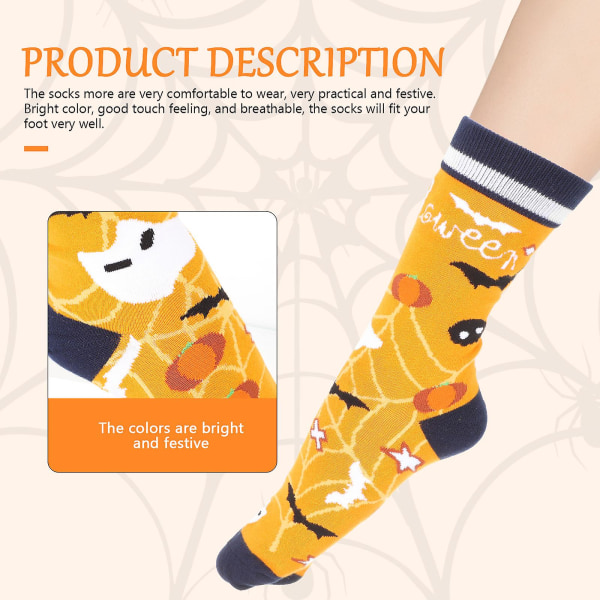 5 Paria Miesten Puuvilla Suoria Sukkia Halloween Putkisukkia Halloween Painatuksia Sukkia Sukka Miehet Sekalaiset Värit 37x8cm Assorted Color 37x8cm
