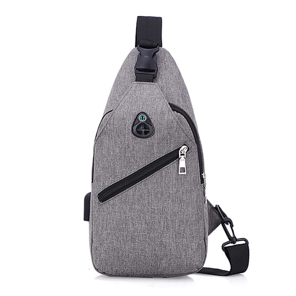 Canvas Sling Bag Multifunktionel Rygsæk Crossbody Skuldertaske Rejse Vandring Bryst Daypack til Mænd Kvinder Grå