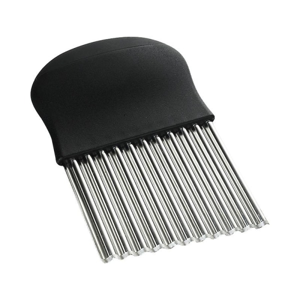Kartoffel Crinkle Cutter Rustfrit Stål Chips Hakker Bølge Pommes Frites Skærer Til Grøntsager (1 stk, Sort)