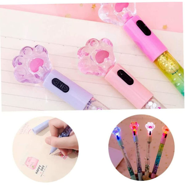 Sorte Blæk Gel Pen Rollerball Penne Sjove Penne, 0,5 mm Kattepote Skinnende Lysende Kuglepenne, Sorte Skrive Gel Penne (9 stk., tilfældig farve)