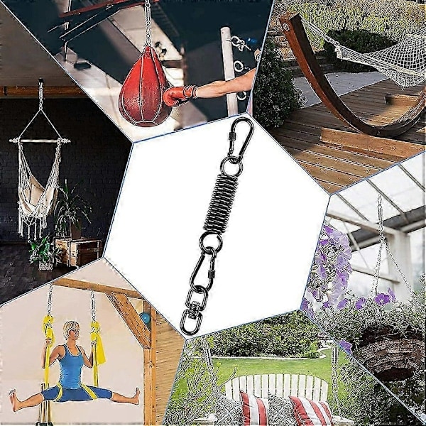 Fjäder för Hängstol, med 2 Karbinhakar & 360° Vridkrok, Maxlast 250 kg för Hängstol, Hängmatta, Yoga, Etc.