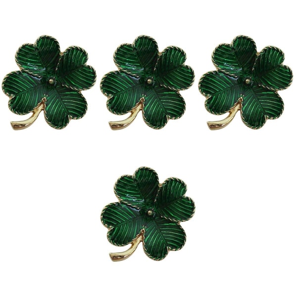 3 stk. Shamrock Guldbelagt Firkløvers Brosche Clover Retro Lapel Pin St. Patricks Dag Tilbehør (grøn) 4pcs