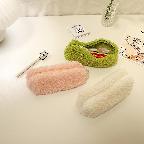 Plush Liten Fräsch Pennväska Lammull Pennfodral Pennförvaringspåse (3-pack)