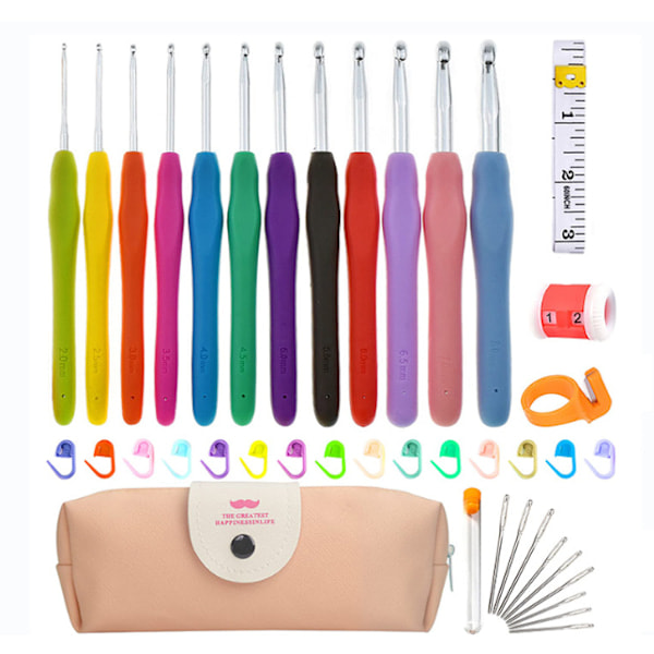 /Ryi/ Crochet Hook Set Colorful Soft Grip Aluminum Crochet Hook Combination DIY Wool Knitting Needle Crochet Set