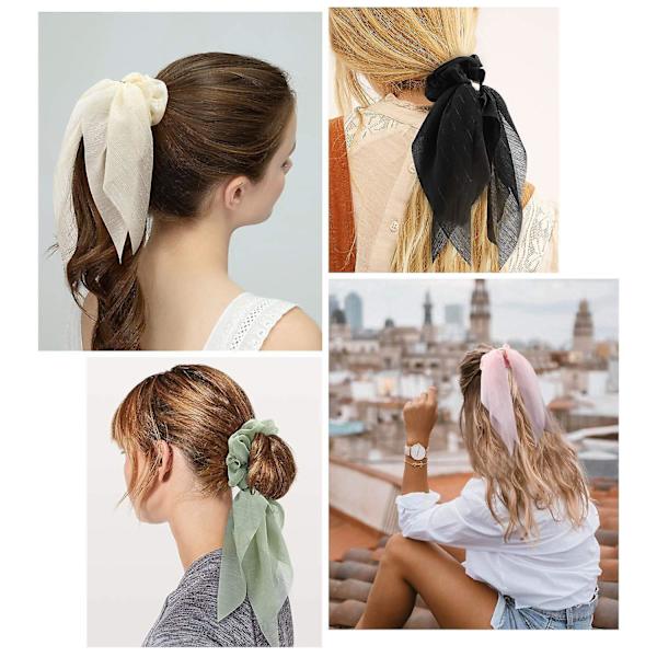 Hiusnauha, hiuslenkit naisille ja tytöille, 8 kpl scrunchie kaksikerroksinen rusetti söpö pupunkorva hius scrunchiet