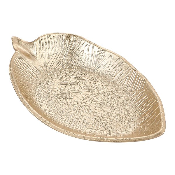 1 stk Bladformet Fruktfat Trebrødplate Snacks Pan Te-brett Matserveringsbrett Servise For Hjem Restaurant - Størrelse SGolden25x14.6cm Golden 25x14.6cm