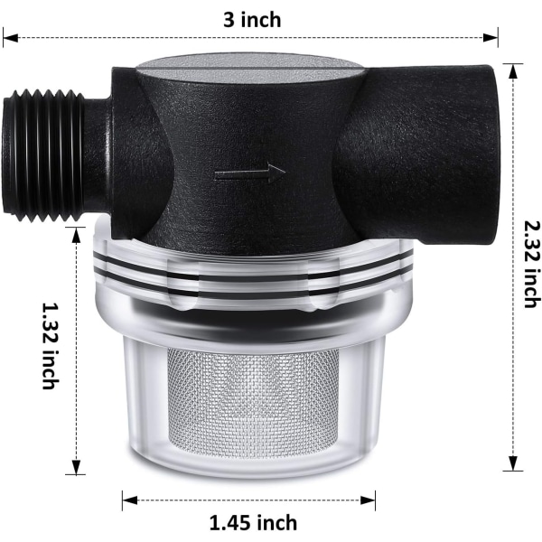 Vattenpumpsilfilter, husbilsbyte 1/2 tums vridningsrörssil kompatibel
