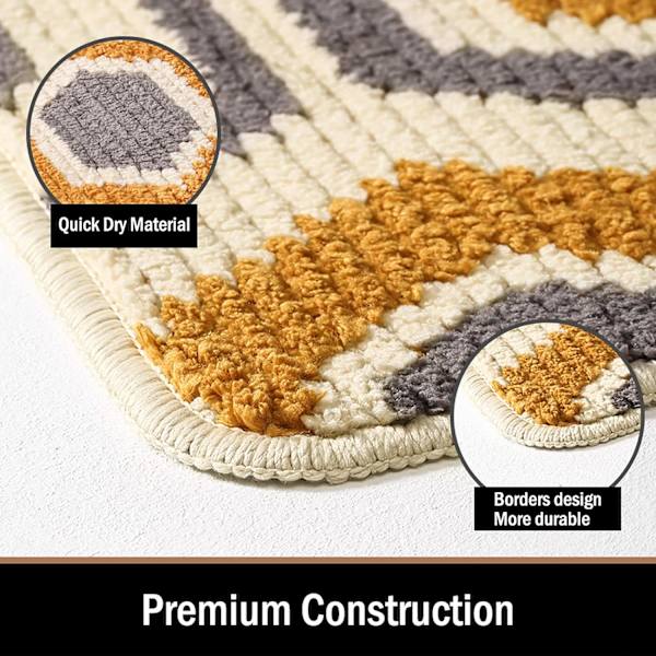 Geometrisk Formet Sklisikker Dørmatte, Absorberende Sklisikker Fotmatte for Hjemmet Slitasjesterk, Innendørs, Utendørs, Inngang, Trapp, Gang, Hagematte, Beige