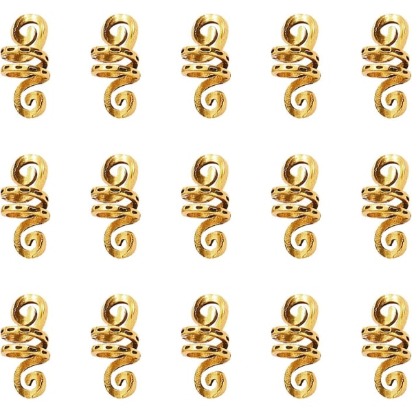 Spiralhårperler, metallhårmansjetter Hårfletteringer Clip-anheng, for gjør-det-selv-hårdekorasjon (18 stk, gull)