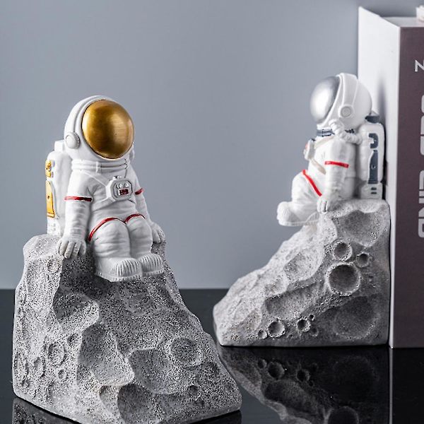 Bokstöd i Resin Astronaut för Skrivbord, Studiedekoration (Silver)