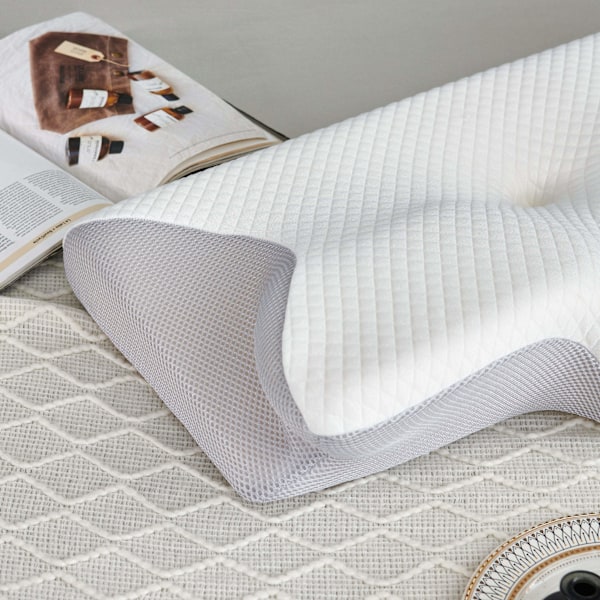 Justerbar Höjd Sovande Cervical Kudde Bekväm Ergonomisk Ortopedisk Långsam Återhämtning Nackskydd Memory Foam Sängkudde*ryy grey 55*33*10cm
