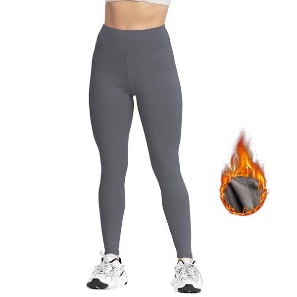 Leggings för Kvinnor - Högmidjade Vinter Yoga Byxor Magkontroll Mjuk Termisk Varma för Vandring Träning Dark gray M