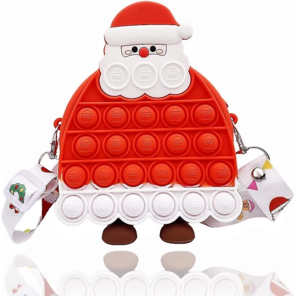 2 in 1 Poppet Bag Joulun Fidget-lelu säädettävällä olkahihnan pituudella, silikoni Crossbody pieni kukkaro Lahja lapsille