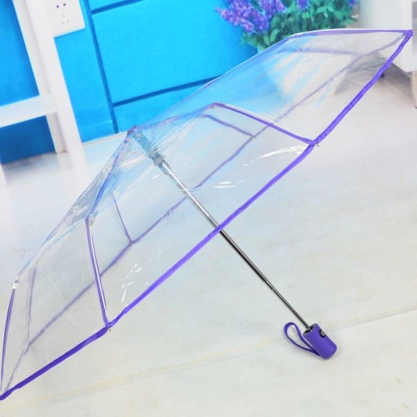 Foldbar Parasol Transparent Parasol Regn Kvinder Mænd Foldbar Vindtæt Transparent Sol Regn Vindtæt