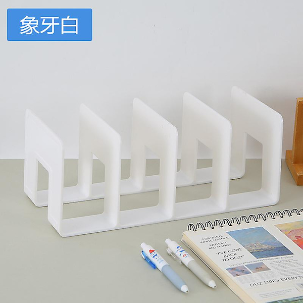 Multifunksjonell kontor-skrivebordsadministrasjon bokstøtte fil dokument oppbevaringsstativ skrivebordsbokhylle hvit White 32.5x14.5x13cm