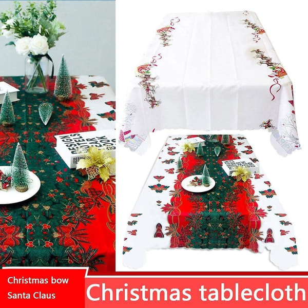 Rektangulär Julduk Polyester 150 * 180cm Julgran Mönster För Julbord Dekoration (a) (a)