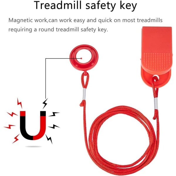 Pakke med 2 runde sikkerhetsnøkler for tredemølle - erstatning for løpemaskinmagnet, sikkerhetsbryter for tredemølle, start/stopp-klemme