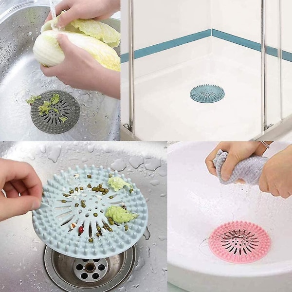 Silikonihiussuodatin, universal vedenpoiston suojalaite, CAN käyttää kylpyhuoneessa, kylpyamme, keittiö, hiussuodatin (4 kpl)